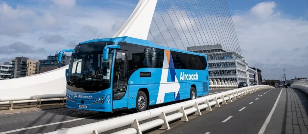 The aircoach driving through dublin